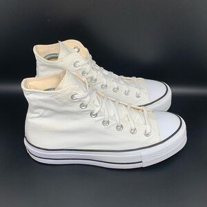 Converse Chuck Taylor All Star Lift Hi White Black Sneakers 560846C Women's Sz 8